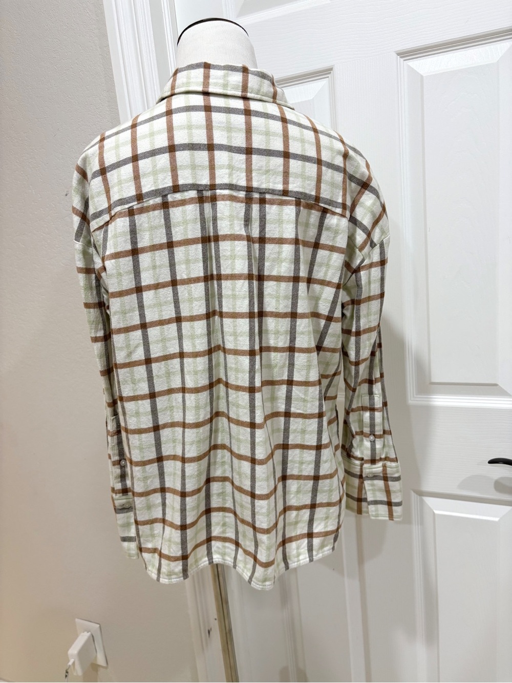 Everlane Boxy Plaid Checkered Cotton Flannel Button-Front Shirt Size XXS-S - Picture 7 of 9
